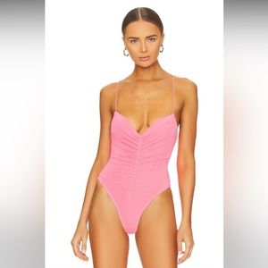 NWT: SER.O.YA - Coral Bodysuit in Neon Pink. Sz: XXS